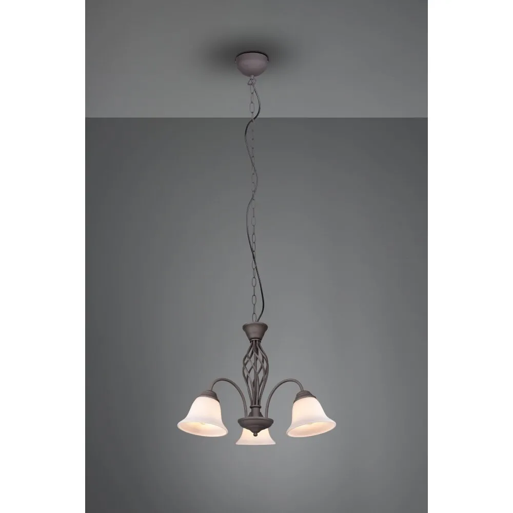 Trio Leuchten Rustica Kronleuchter Rostfarben, 3-flammig