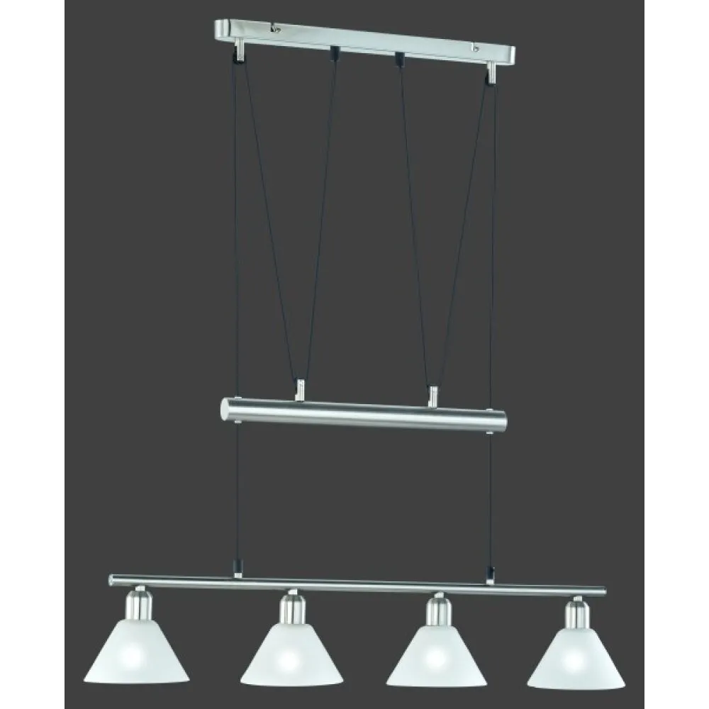 Trio Leuchten STAMINA Pendelleuchte Edelstahl, Nickel-Matt, 4-flammig 3751041-07