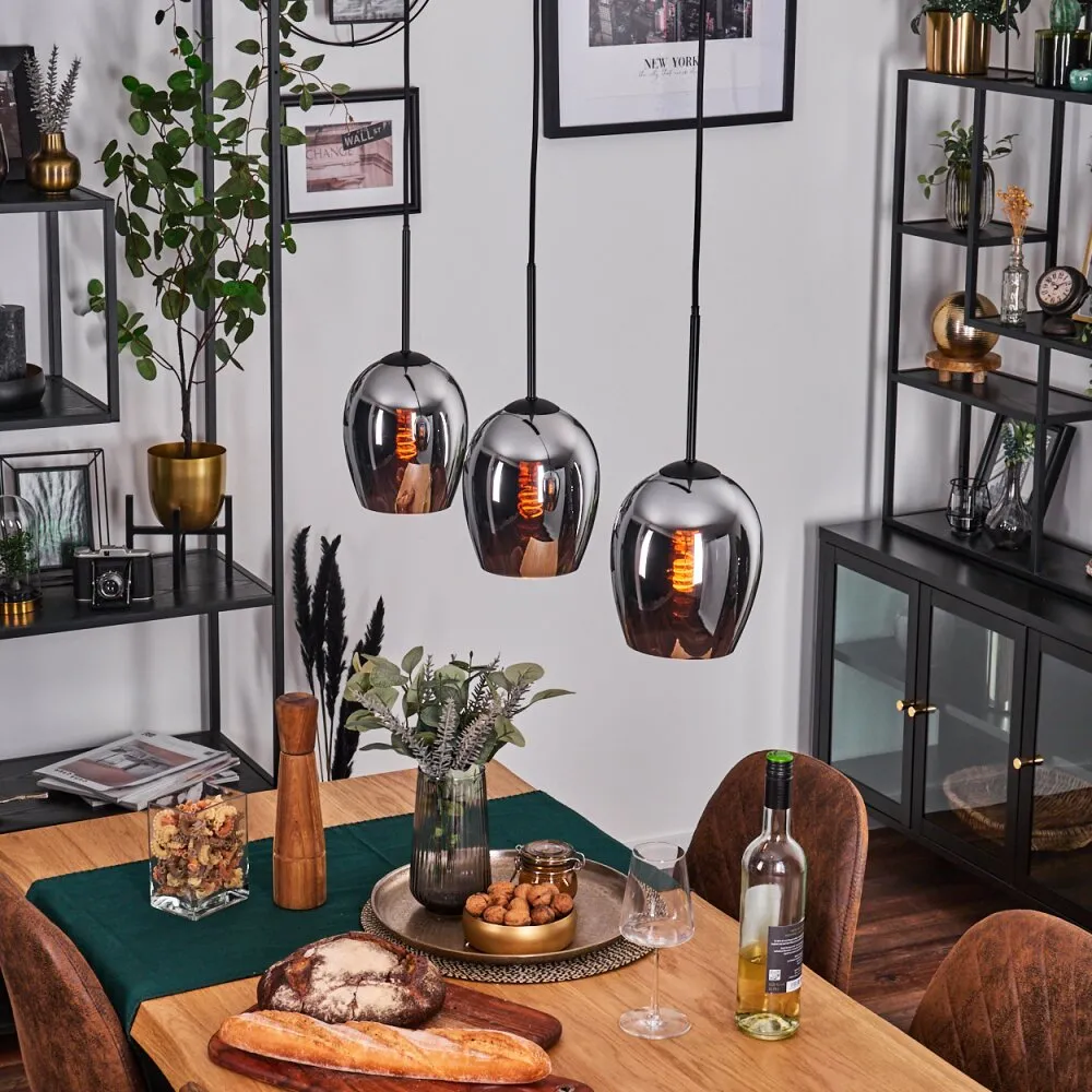 Vevino Pendelleuchte Glas 15 cm Chrom, 3-flammig H3746448