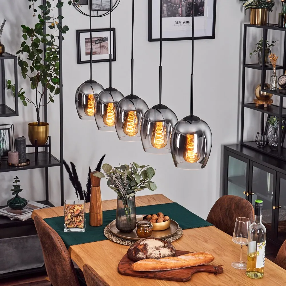 Vevino Pendelleuchte Glas 15cm Chrom, Klar, 5-flammig H3782934