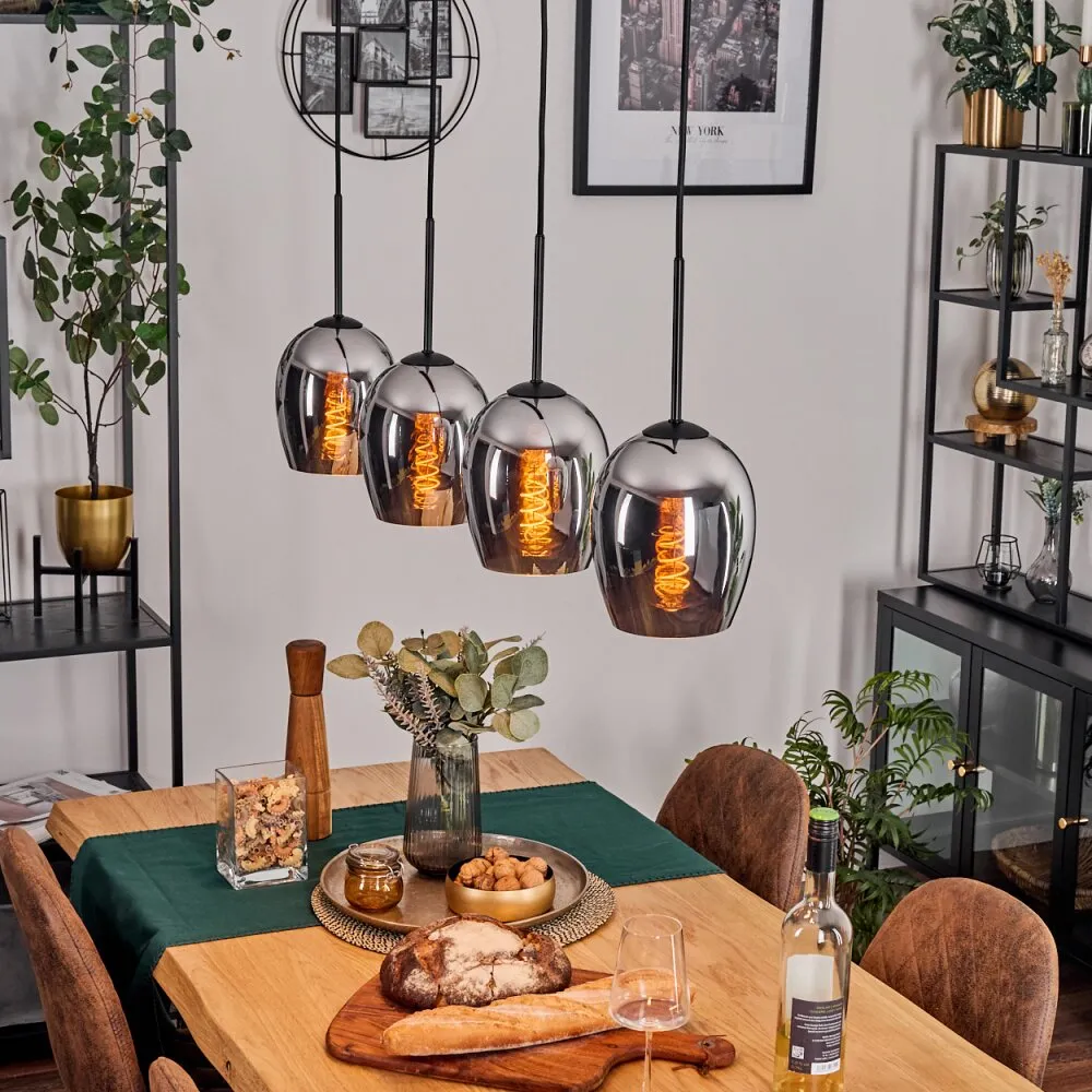 Vevino Pendelleuchte Glas 15cm Chrom, 4-flammig H3785089