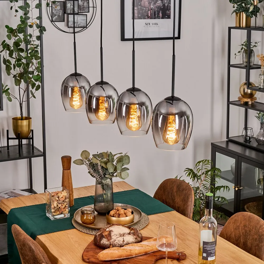 Vevino Pendelleuchte Glas 15cm Klar, Rauchfarben, 4-flammig H3785102