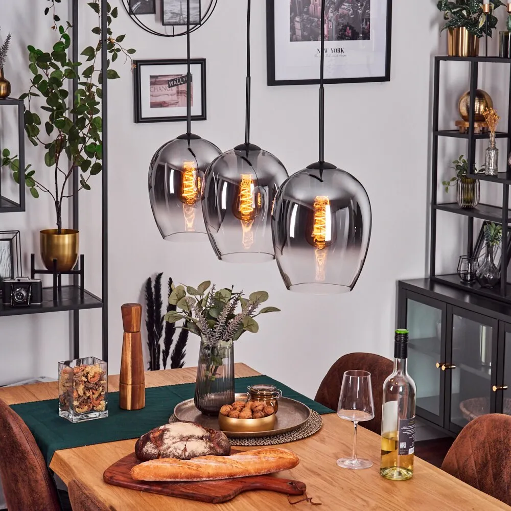 Vevino Pendelleuchte Glas 20 cm Klar, Rauchfarben, 3-flammig H3746202