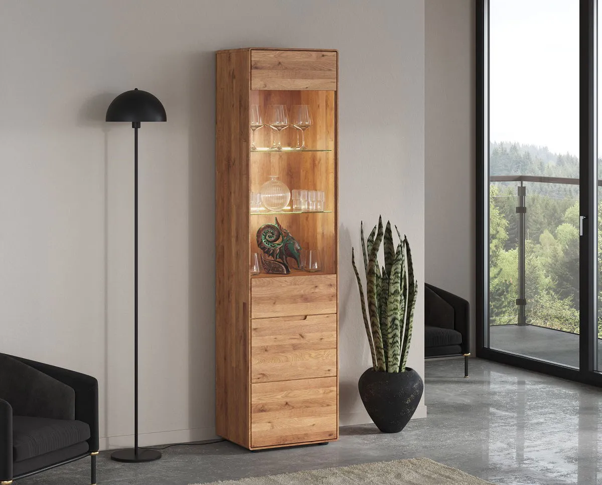 Vitrine 51x200cm "Kent" Wildeiche massiv