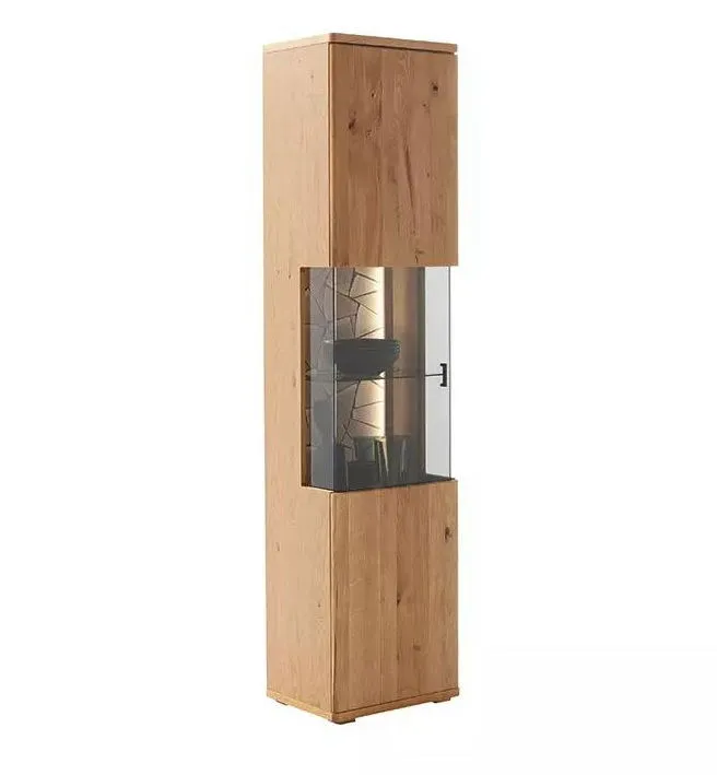 Vitrine 50x209cm "Rossini" Wildeiche geölt mit Beleuchtung