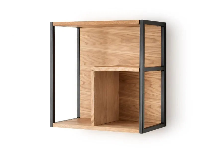 Wandregal 54x55 "Glasgow" Wildeiche & Metall schwarz rechts