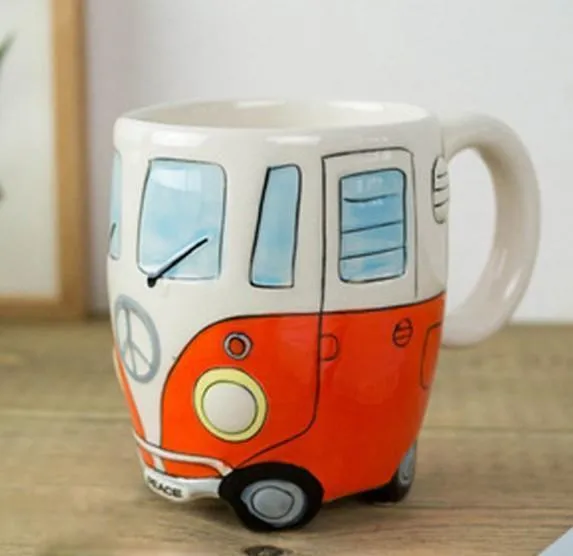 Garduru Hippie Bus Kaffeetasse | Vintage Design | Perfekt für Kaffee & Tee Liebhaber