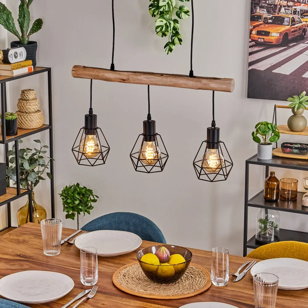 Yaak Pendelleuchte Naturfarben, Schwarz, 3-flammig H3769652