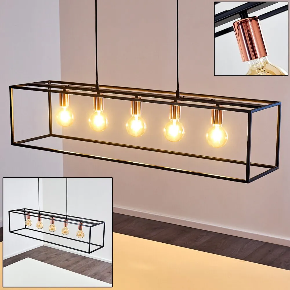 Yuhigaoka Pendelleuchte Kupferfarben, Schwarz, 5-flammig